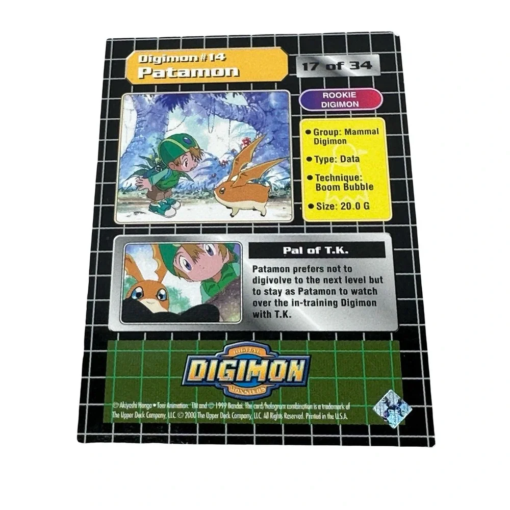 1999 Upper Deck Digimon Series 1 Patamon 14 Gold Holofoil Prism Card 17 of 34